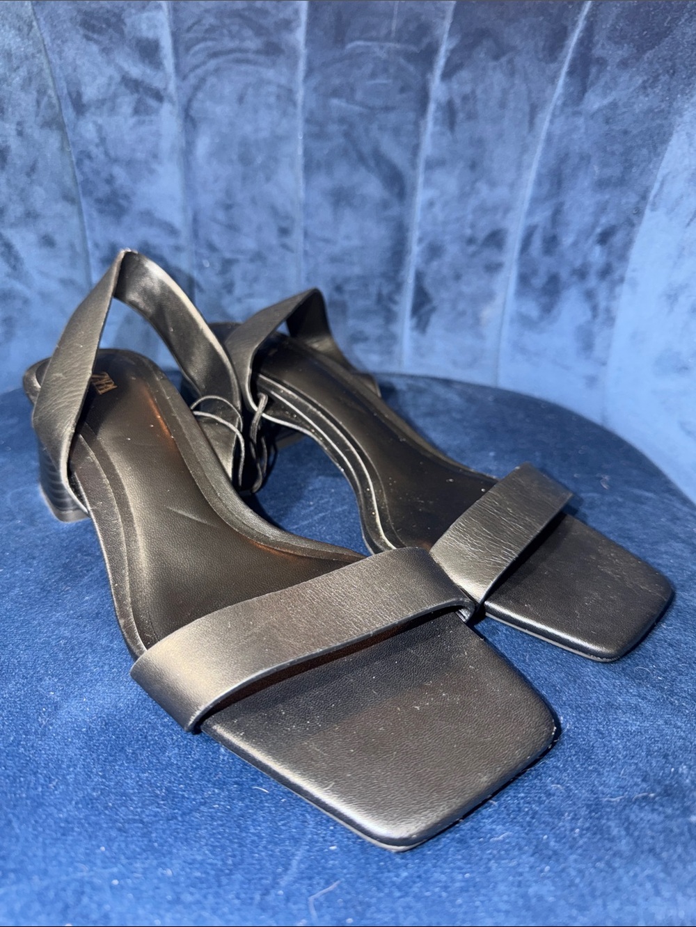 Zara Women’s Black Square-Toe Low Heel Sandals EU41 US9.5-10
